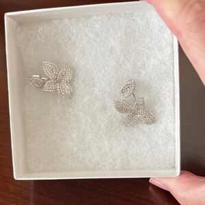 Elegant Silver Pave CZ Floral Earrings